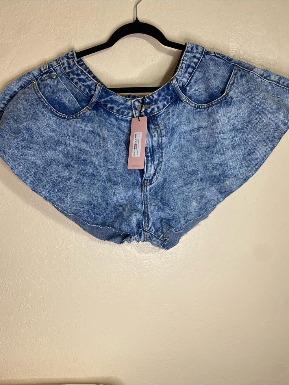 High-Rise Vintage Acid Wash Blue Denim Shorts